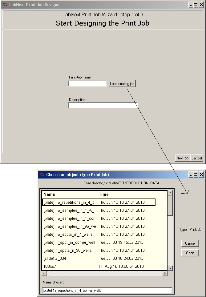 Microarrayer JobWizard Screenshot